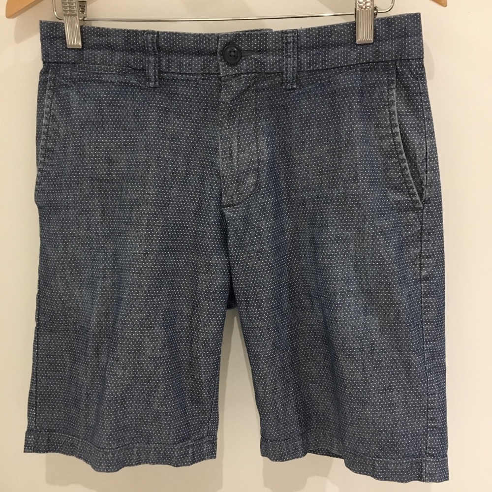 Old Navy Flat Front Casual Slim Fit Dotted Shorts Blue Mens Size 28 Inseam 9.5"